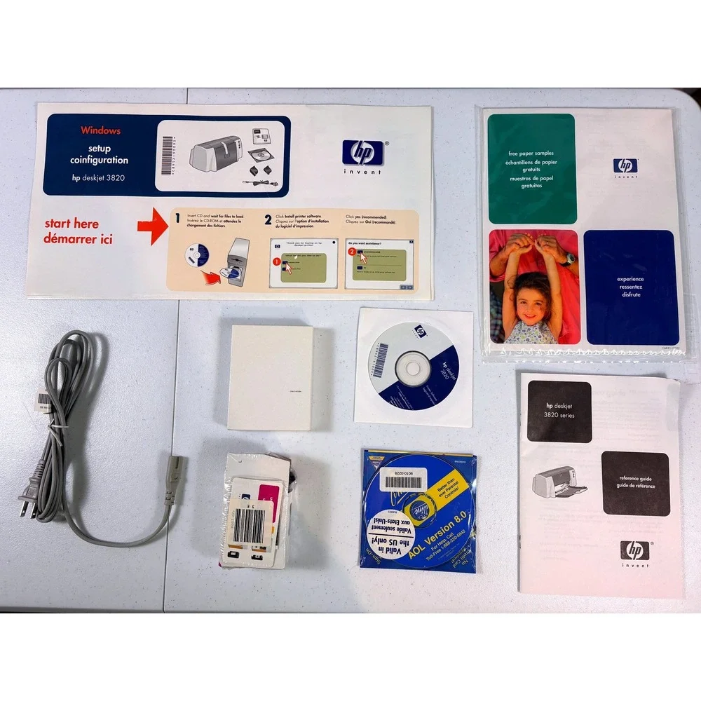 HP Deskjet 3820 Color Inkjet Printer Vintage New Open Box USB Parallel ALL PARTS